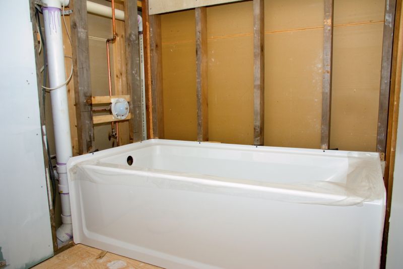 Installed Bathtub with Fixtures